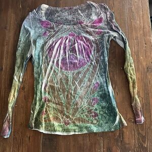 Multicolor Y2K Artistic Long Sleeve Top